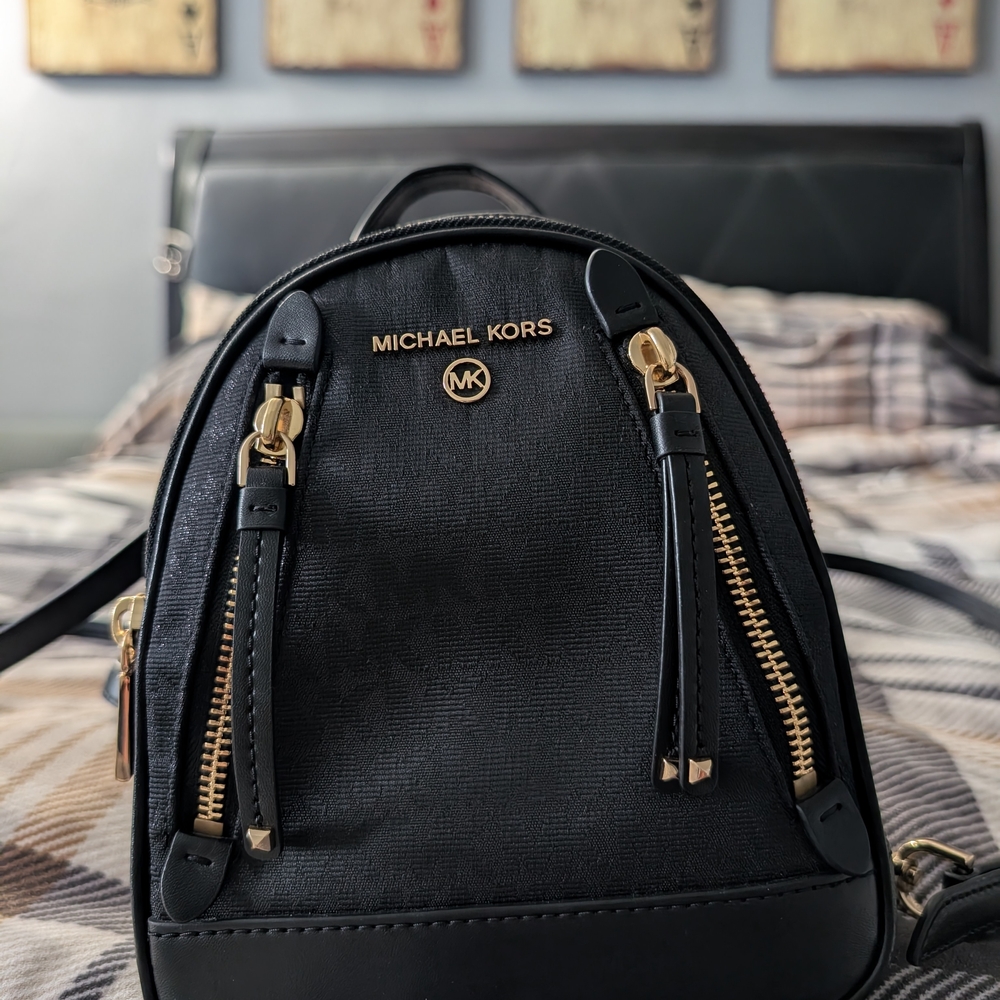 Michael Kors Black and Gold Backpack